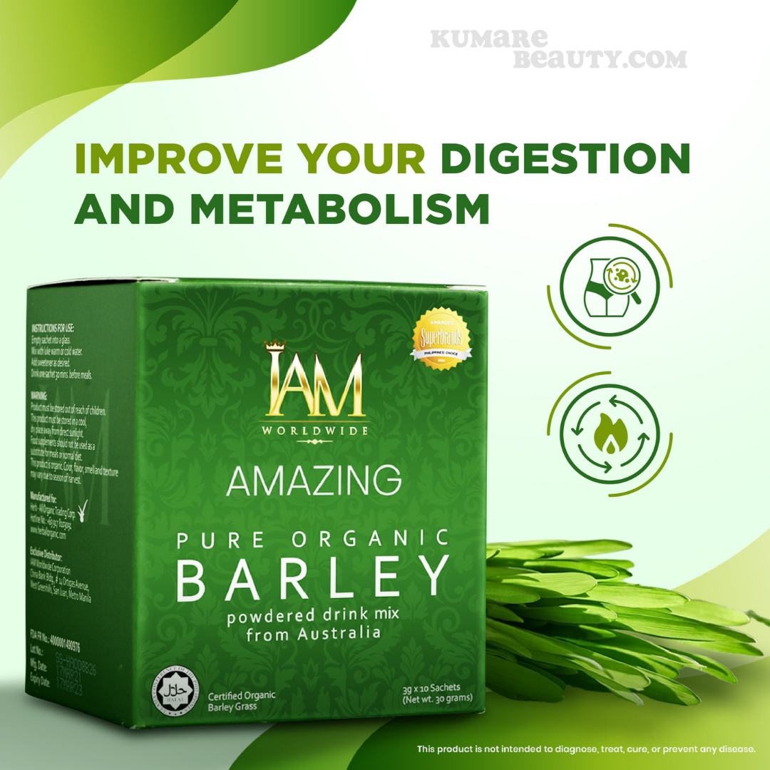 iAM Amazing Pure Organic Barley Powdered Drink Mix 5 Boxes (10 Packs per Box)