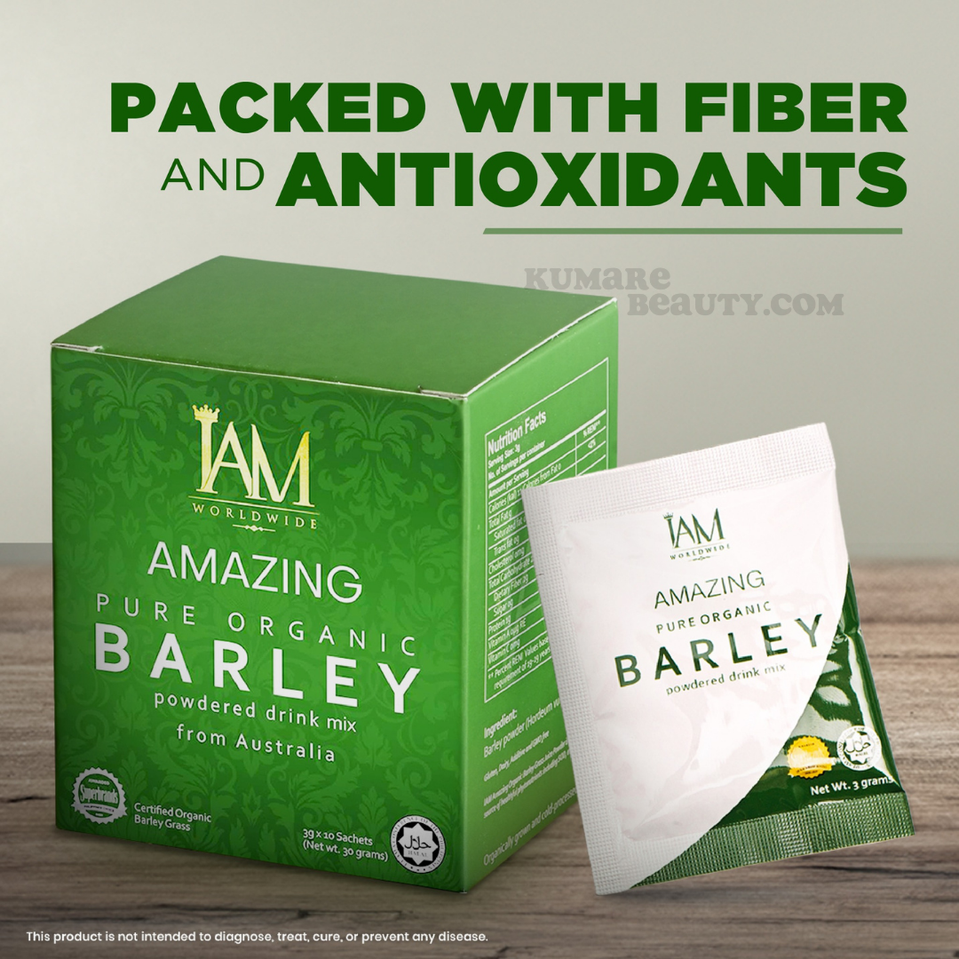 iAM Amazing Pure Organic Barley Powdered Drink Mix 5 Boxes (10 Packs per Box)