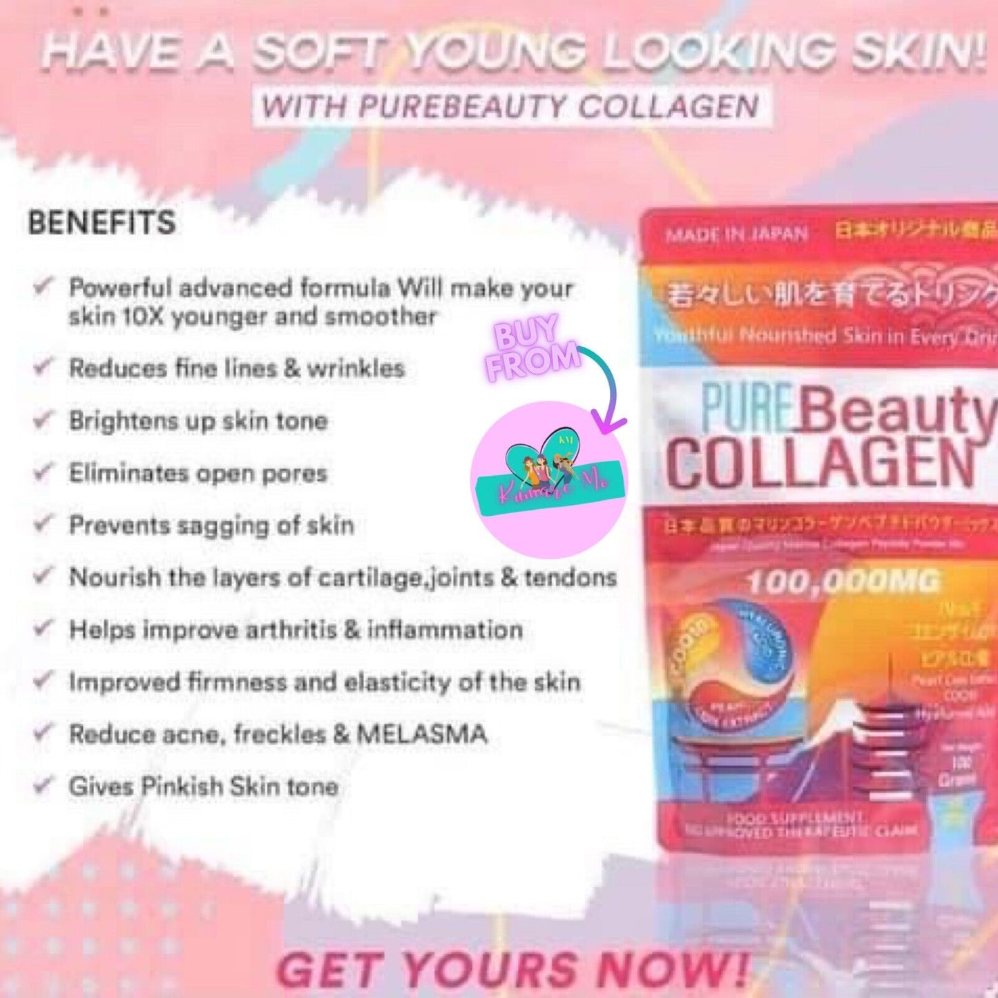 Pure Beauty Collagen 2-Pack Powder Mix - Manufactured in Japan