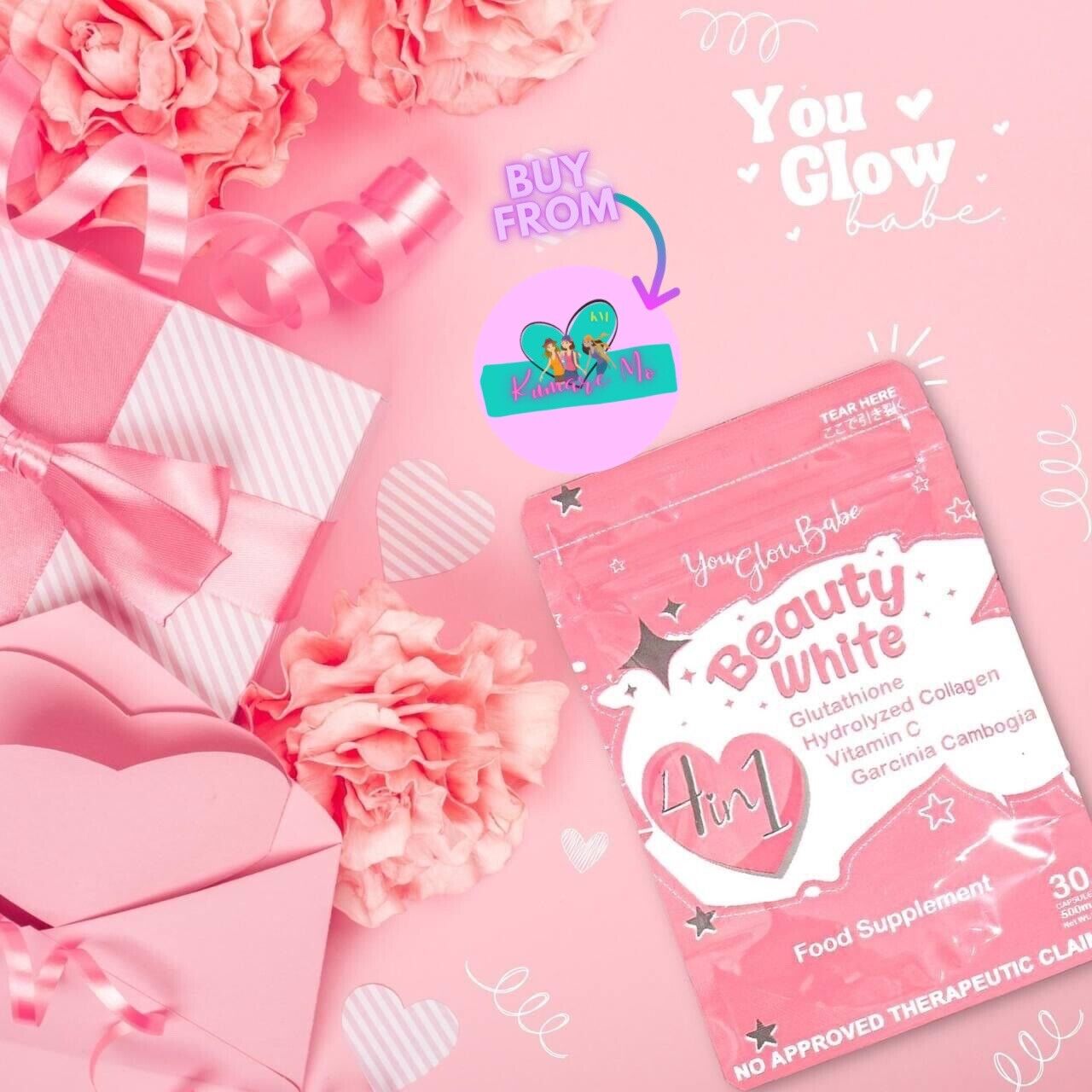 You Glow Babe BEAUTY WHITE Glutathione Collagen Slimming Capsules (x2 Pouches)